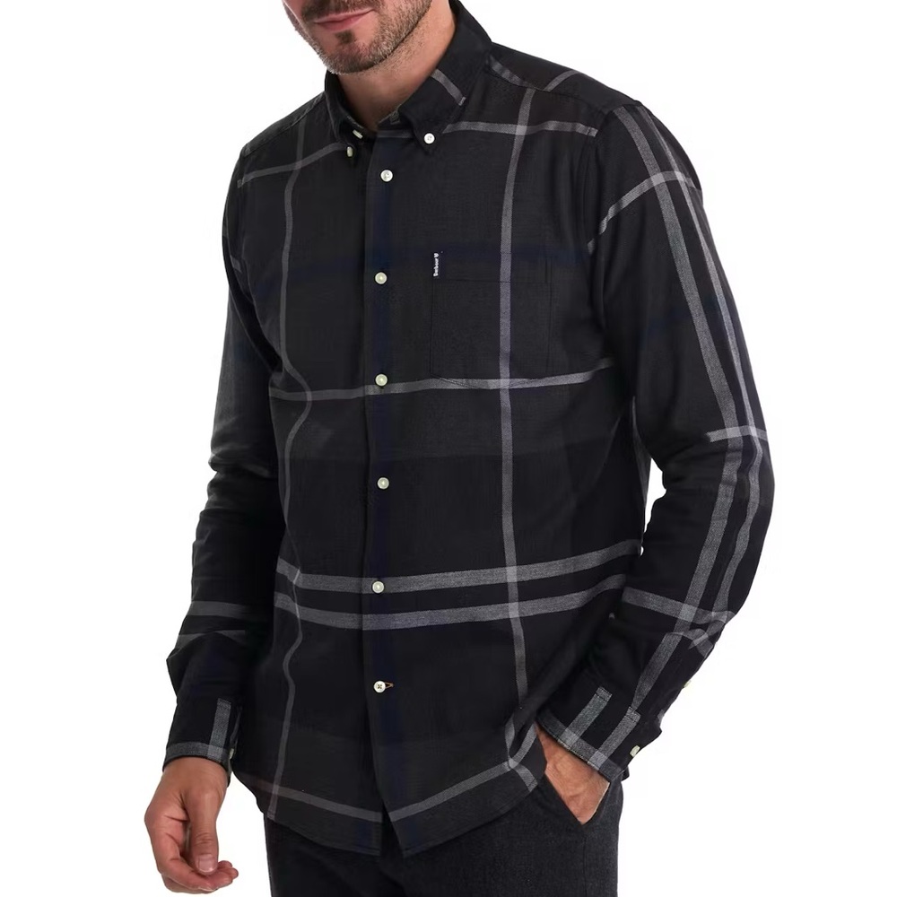 Barbour Dunoon Long Sleeve Flannel Shirt Oversized Tartan Pattern Cotton